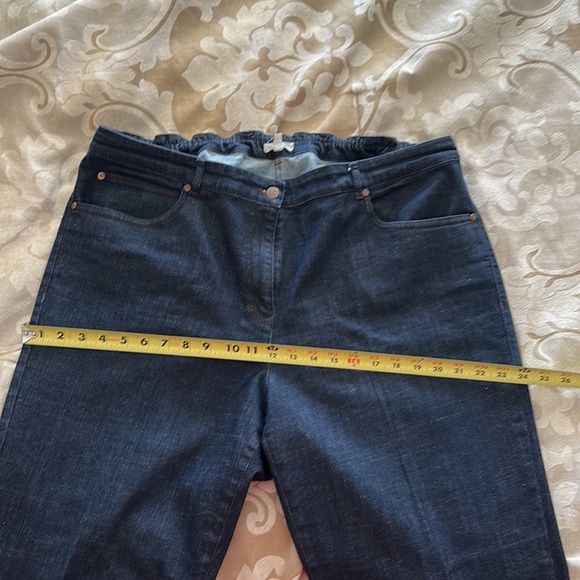 Eileen Fisher Stretch Organic Cotton Dark Denim Elastic Waist Jeans sx 1X - Picture 4 of 6